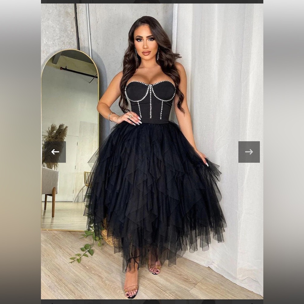 BLITHE LA black strapless tulle dress with rhinestones - Picture 12 of 12